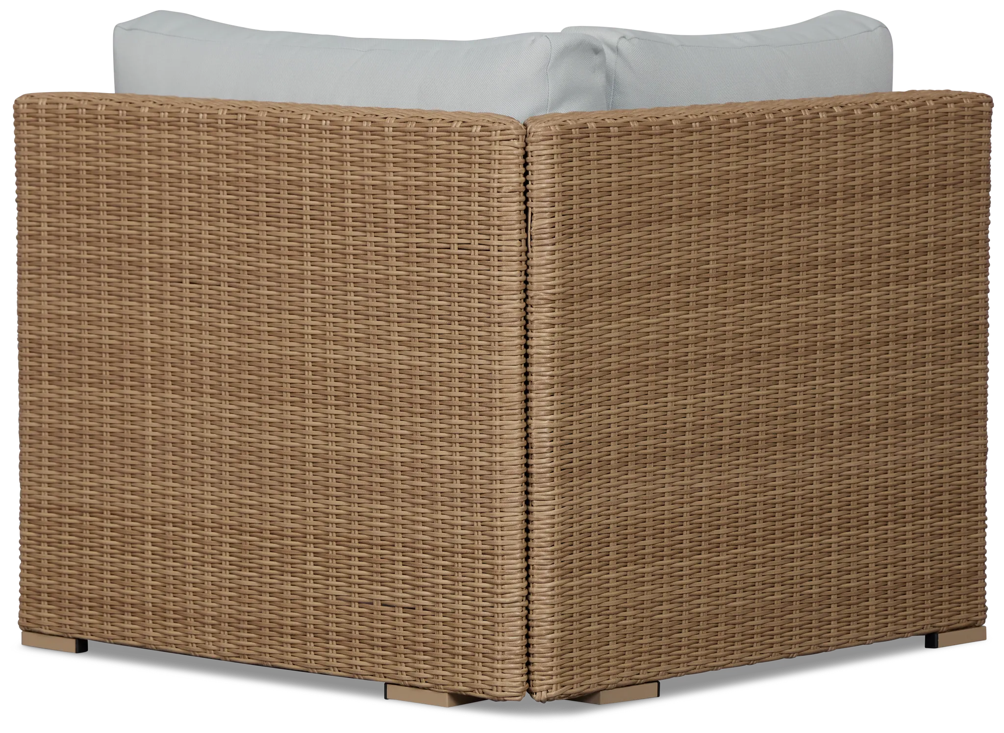 Montecito Light Tone Corner Chair With Light Blue Cushions