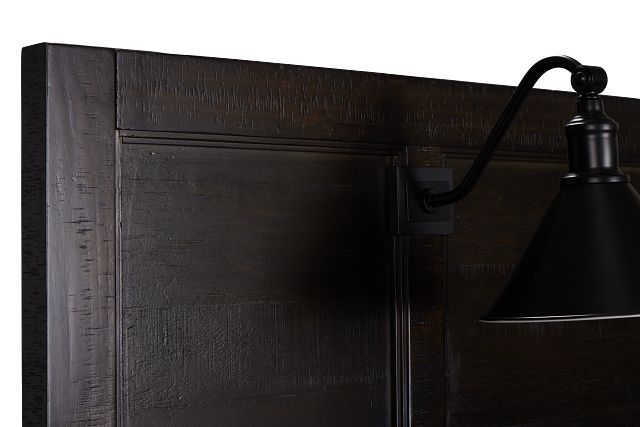 Heron Cove Dark Tone Panel Headboard With Lights