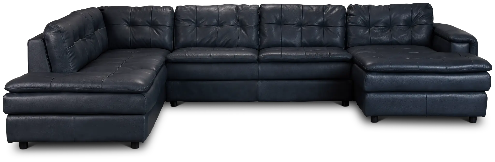 Rowan Navy Leather U-shaped Sectional W/ Left Bumper Rowan Navy Leather U-shaped Sectional W/ Left Bumper