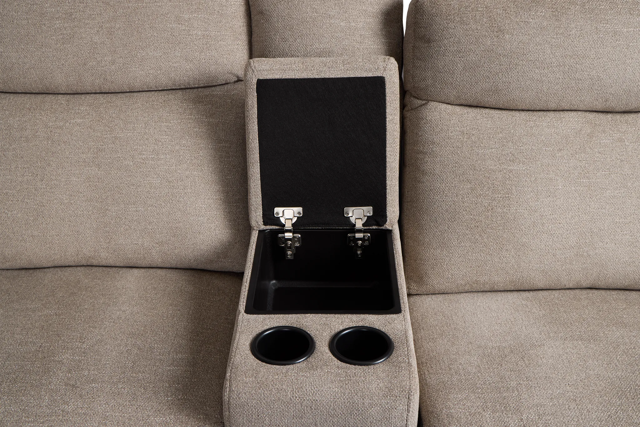 Walker Beige Fabric Large Dual Power Reclining Two-arm Sectional