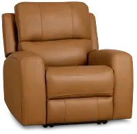 Summit Light Brown Lthr/vinyl Power Recliner With Power Headrest