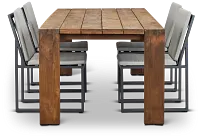 Linear Dark Gray 102" Teak Table & 4 Cushioned Side Chairs