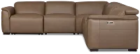Flexsteel Brodie Dark Brown Lthr/vinyl Medium Triple Power 2-arm Sectional