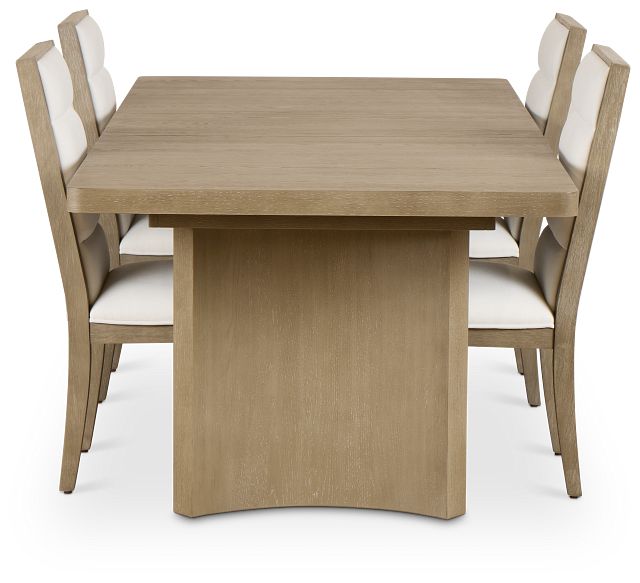 Soho Light Tone Rectangular Table & 4 Upholstered Chairs