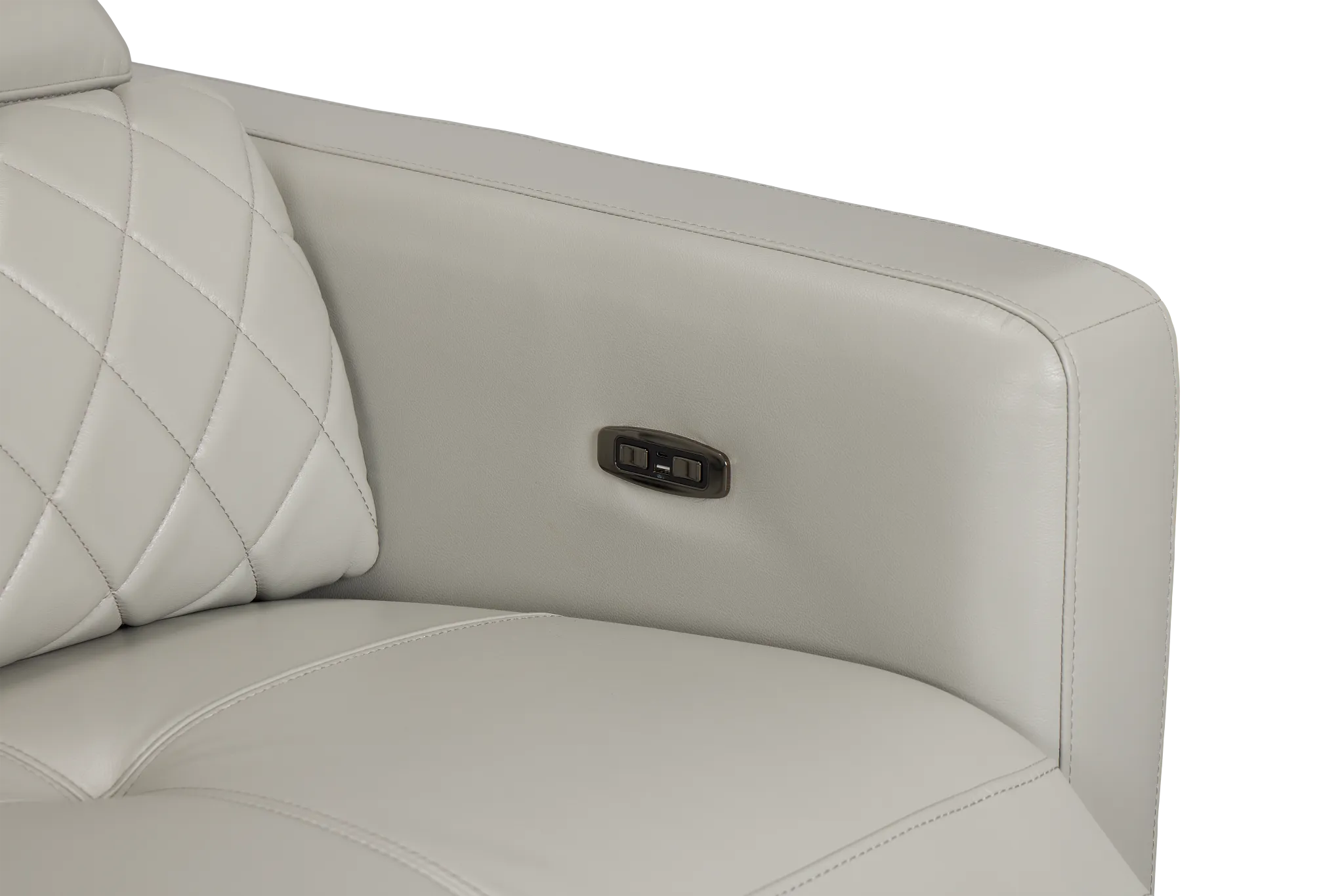 Ava Light Gray Micro Left Chaise Power Reclining Sectional