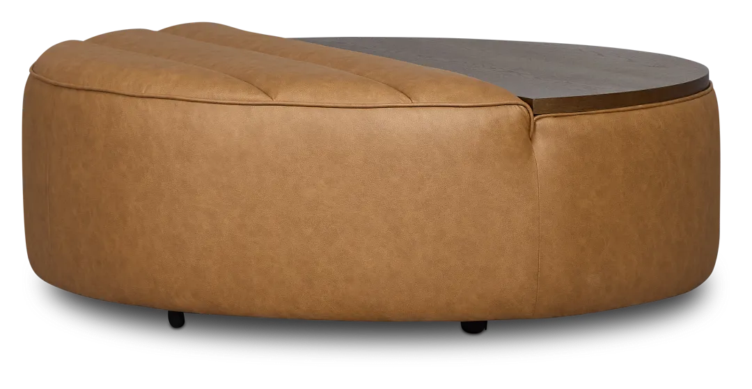 Sawyer Light Brown Micro Storage Ottoman