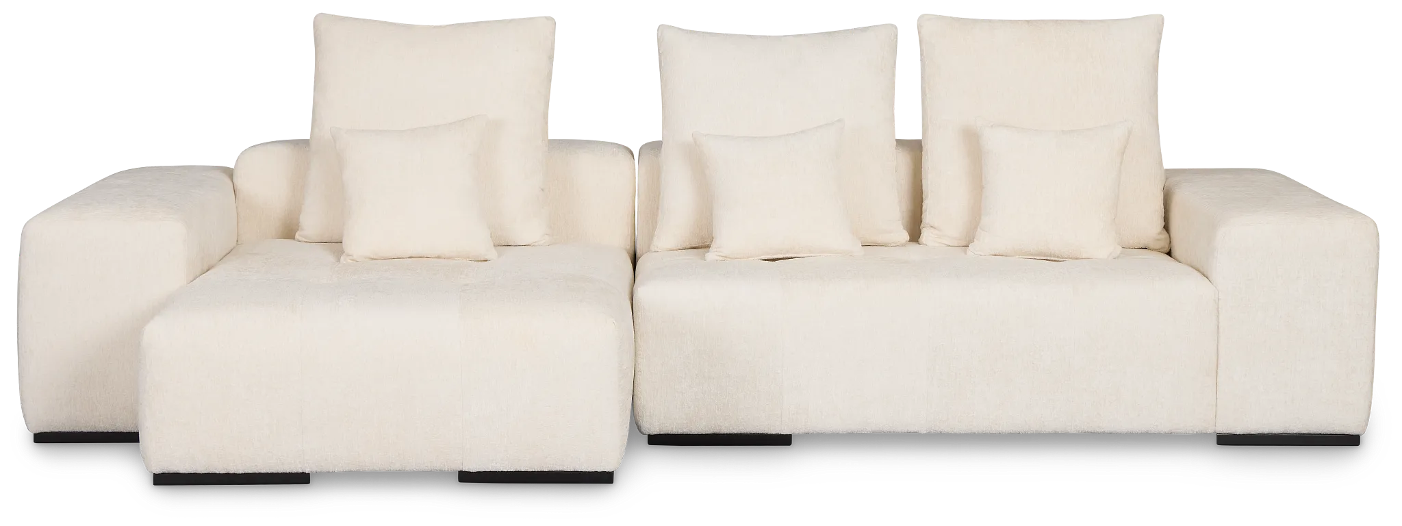 Skylar White Fabric Left Chaise Sectional