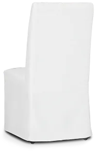 Destination White Long Slipcover Chair With Dark-tone Leg