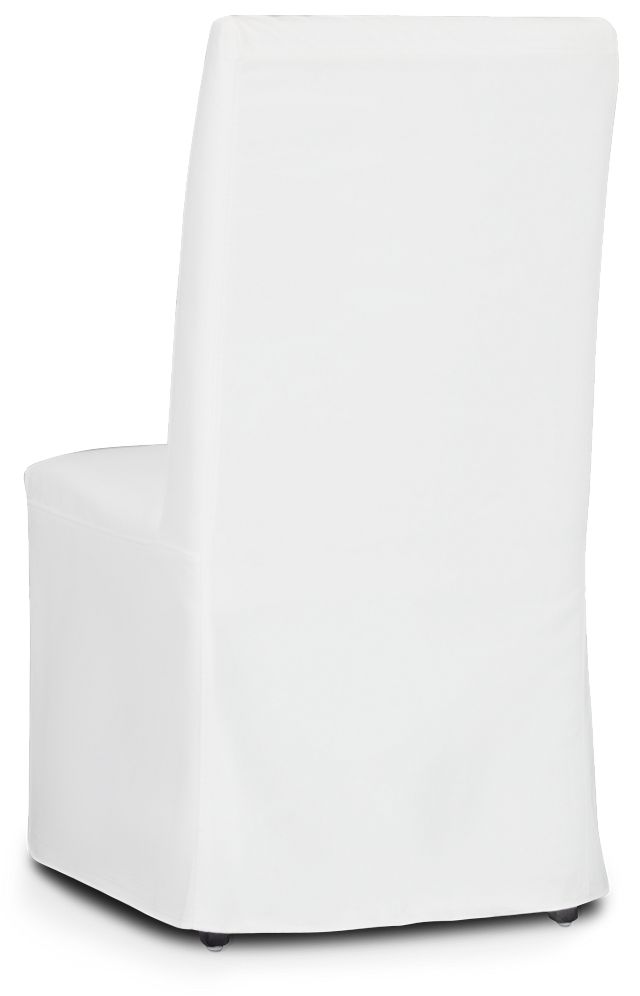 Destination White Long Slipcover Chair With Dark-tone Leg