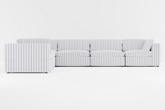 Destin Sea Lane Dark Blue Fabric 6-piece Modular Sectional