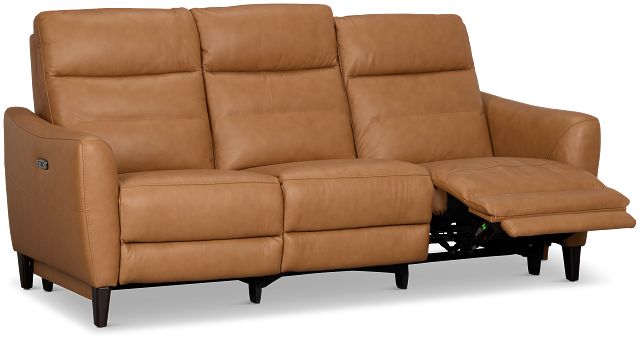 Keaton Brown Lthr/vinyl Power Reclining Sofa W/ Power Headrest