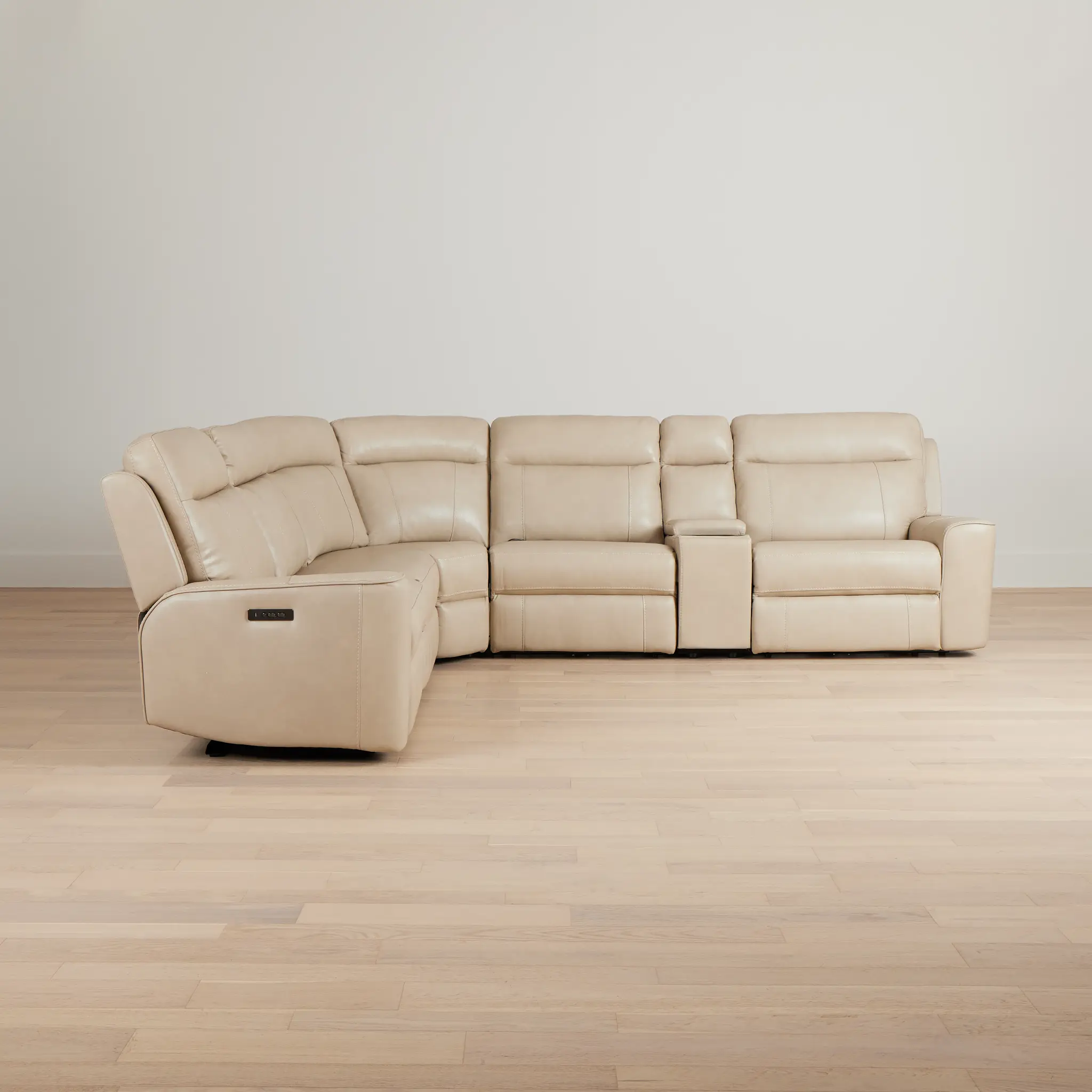 Benji Light Beige Lthr/vinyl Medium Triple Power 2-arm Sectional Benji Light Beige Lthr/vinyl Medium Triple Power 2-arm Sectional