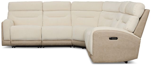 Travis Light Beige Fabric Small Two-arm Power Reclining Sectional