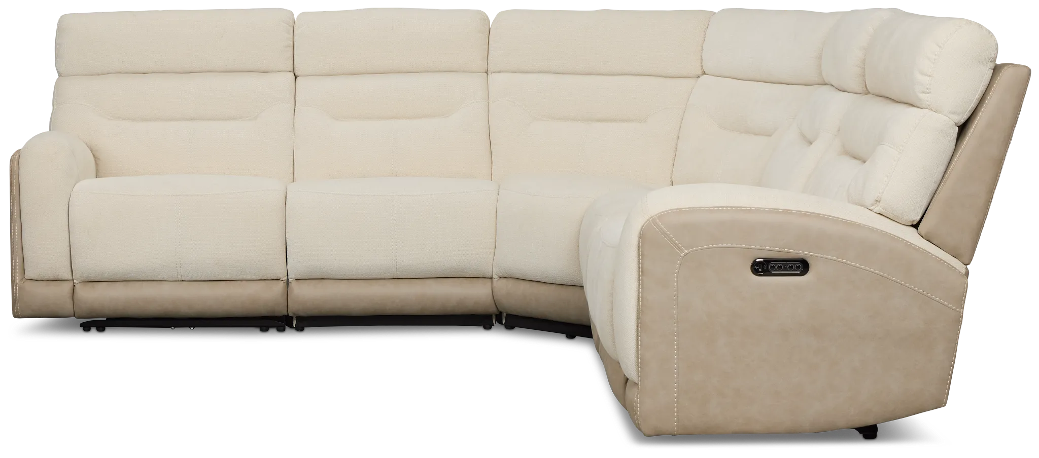 Travis Light Beige Fabric Small Two-arm Power Reclining Sectional