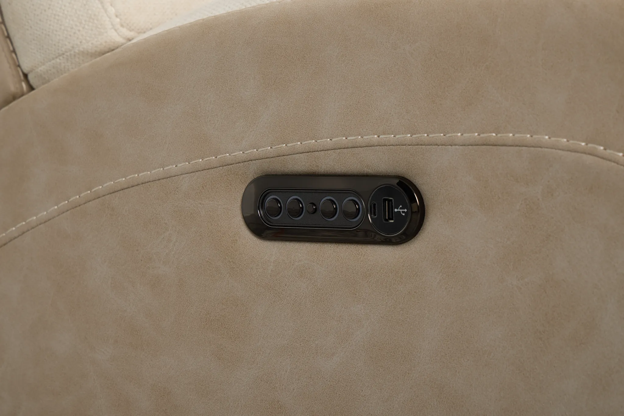 Travis Light Beige Fabric Power Reclining Sofa