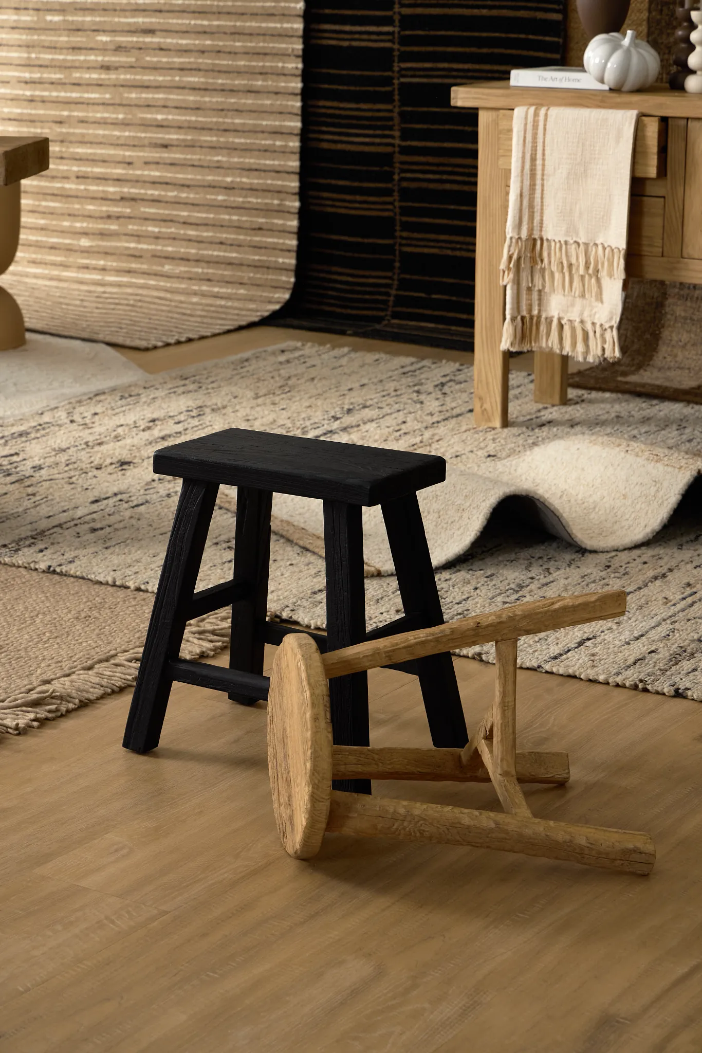 Demir Black Accent Stool