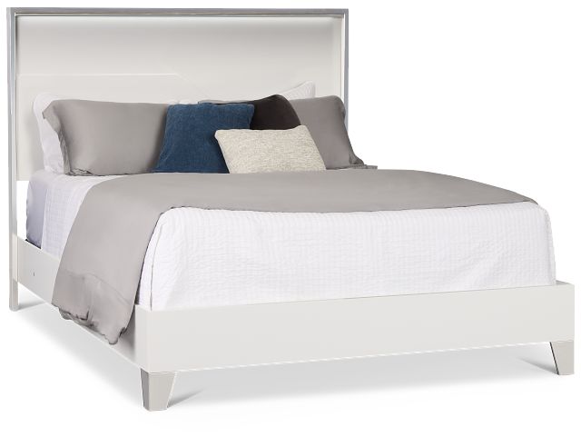 Doral White Panel Bed With Lights
