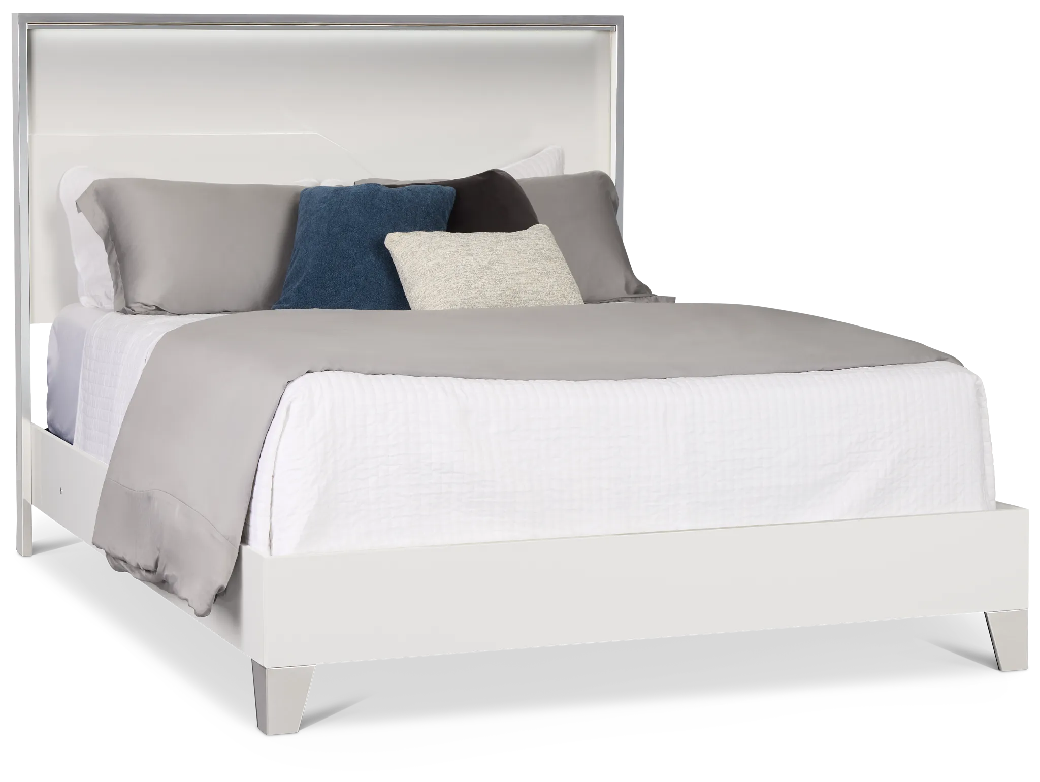 Doral White Panel Bed With Lights