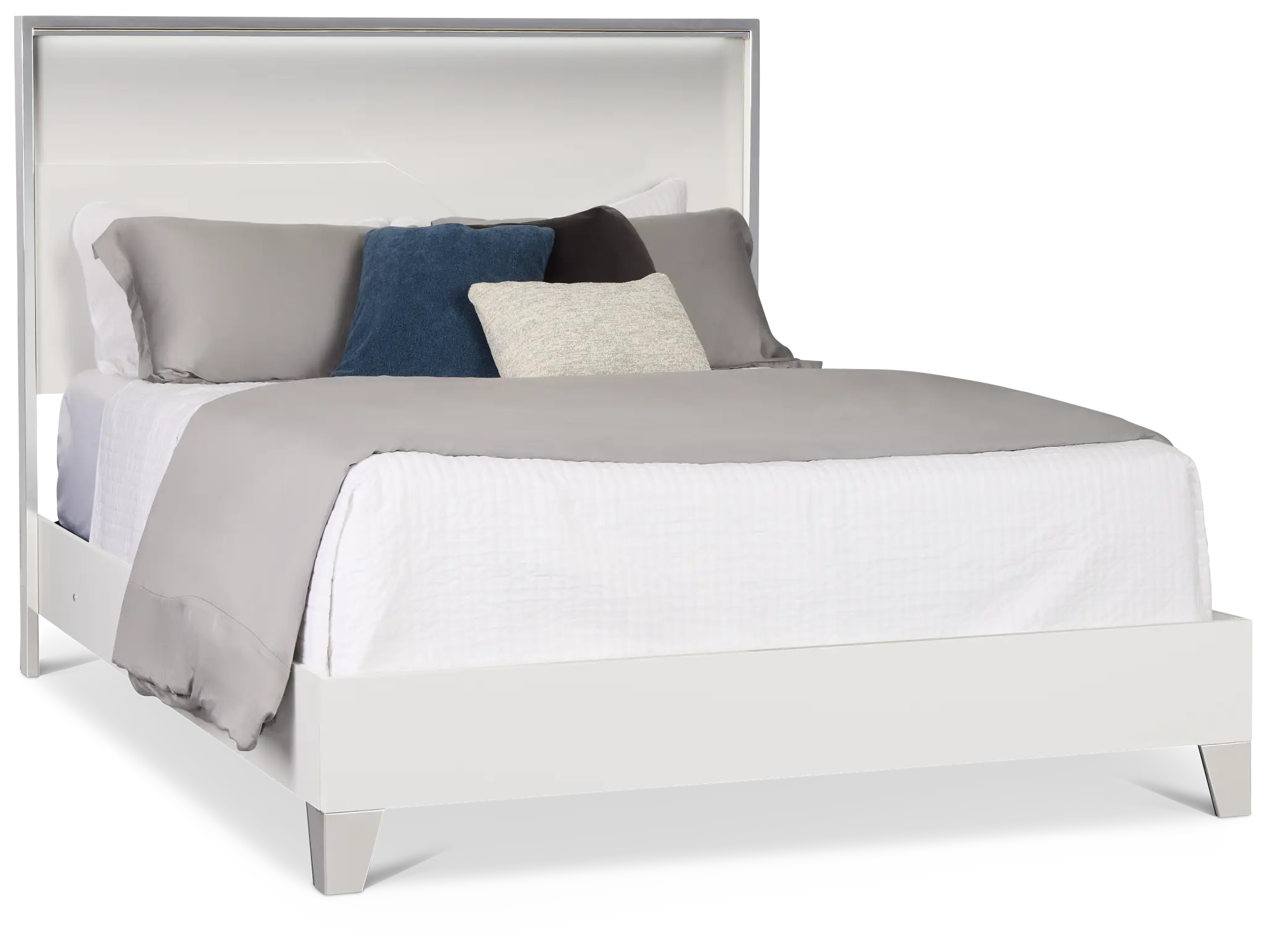Doral White Panel Bed With Lights Doral White Panel Bed With Lights