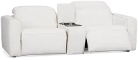 Ryland White Fabric Power Reclining Console Sofa