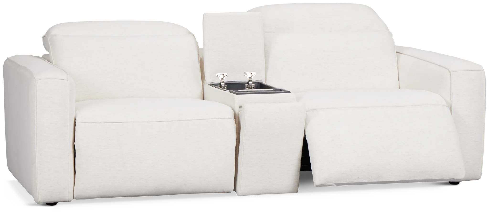 Ryland White Fabric Power Reclining Console Sofa