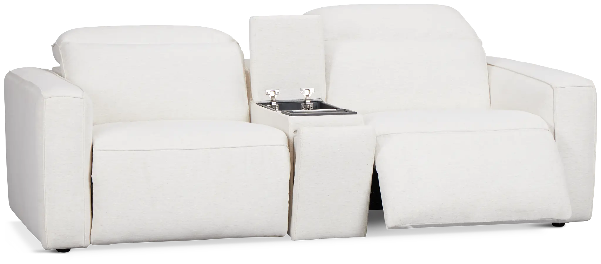 Ryland White Fabric Power Reclining Console Sofa Ryland White Fabric Power Reclining Console Sofa