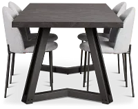 Brentwood Dark Tone Rect Table & 4 Upholstered Chairs