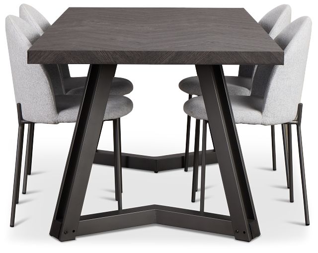 Brentwood Dark Tone Rect Table & 4 Upholstered Chairs