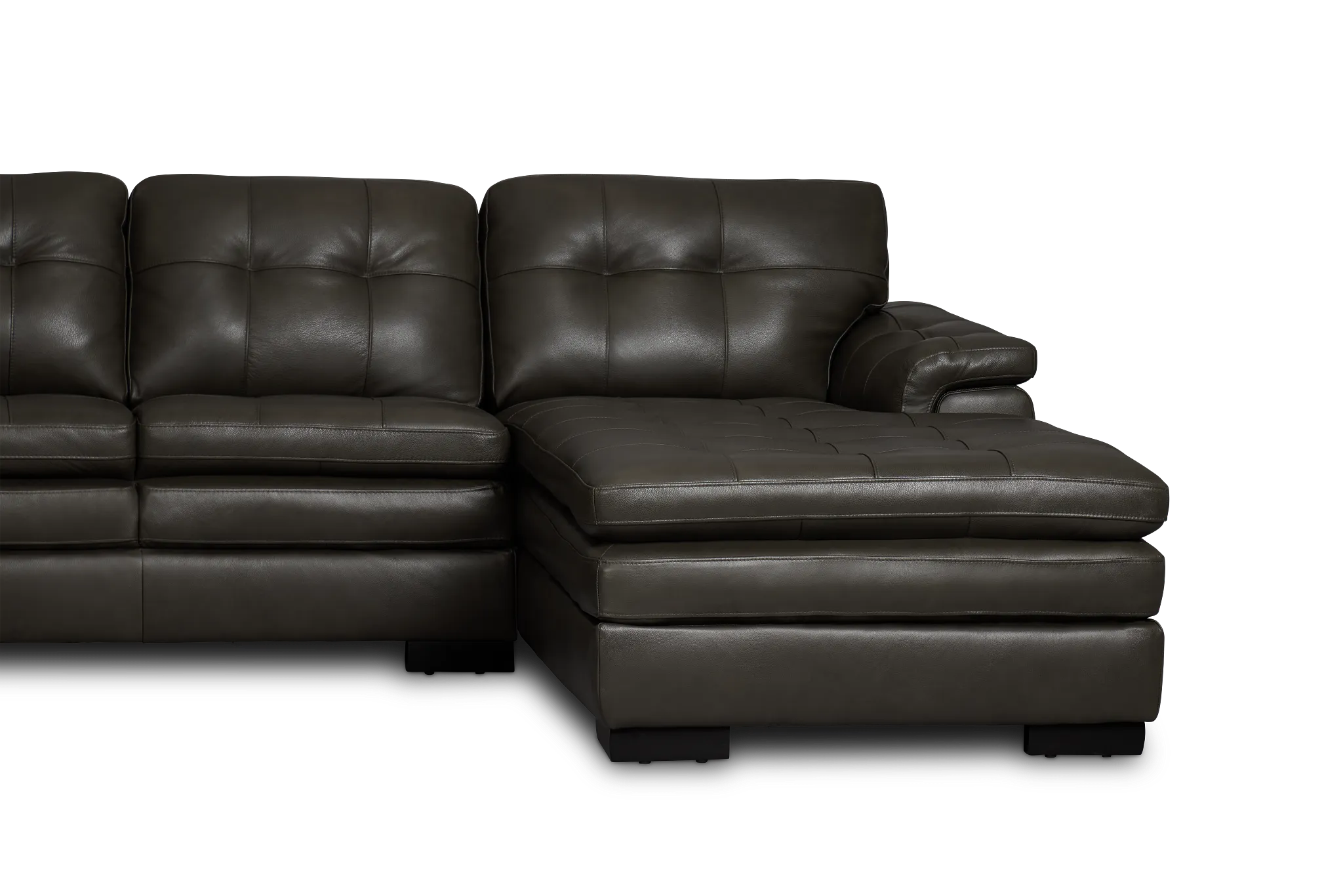 Braden Dark Gray Leather Medium Right Chaise Sectional
