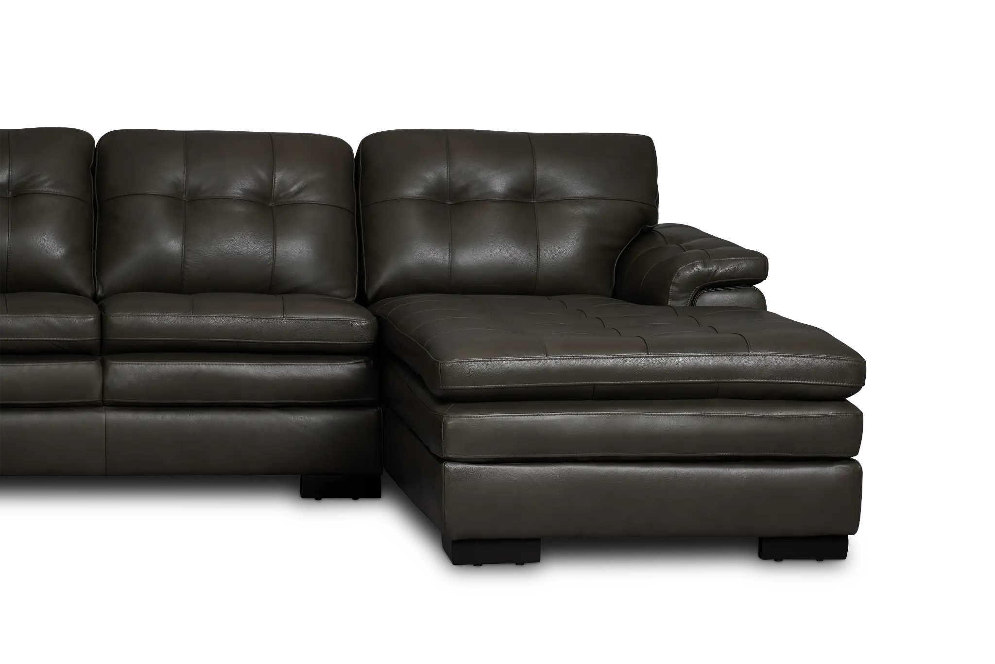 Braden Dark Gray Leather Medium Right Chaise Sectional Braden Dark Gray Leather Medium Right Chaise Sectional