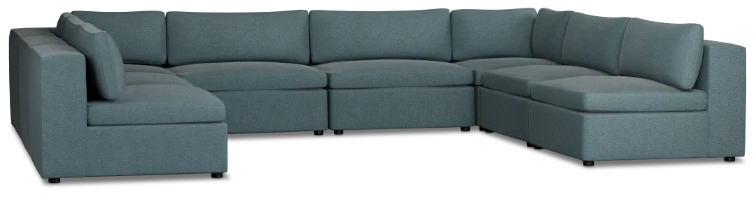 Destin Sutton Blue Fabric 8-piece Modular Sectional