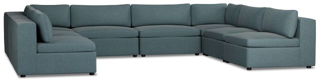 Destin Sutton Blue Fabric 8-piece Modular Sectional