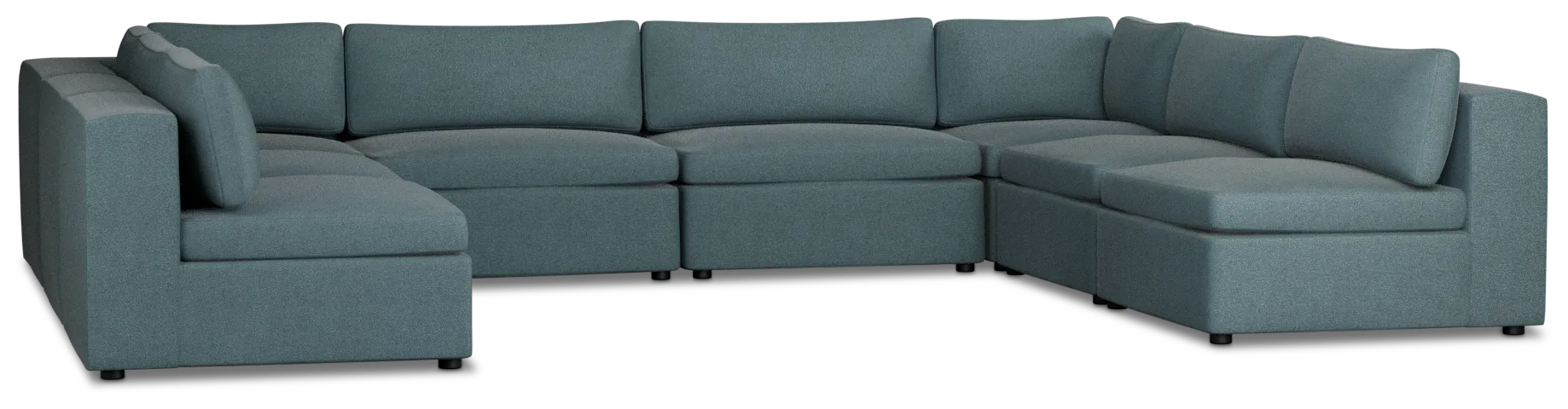 Destin Sutton Blue Fabric 8-piece Modular Sectional