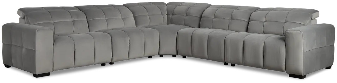 Gemma Light Gray Velvet Small Two-arm Power Reclining Sectional