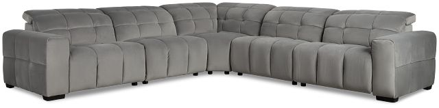Gemma Light Gray Velvet Small Two-arm Power Reclining Sectional