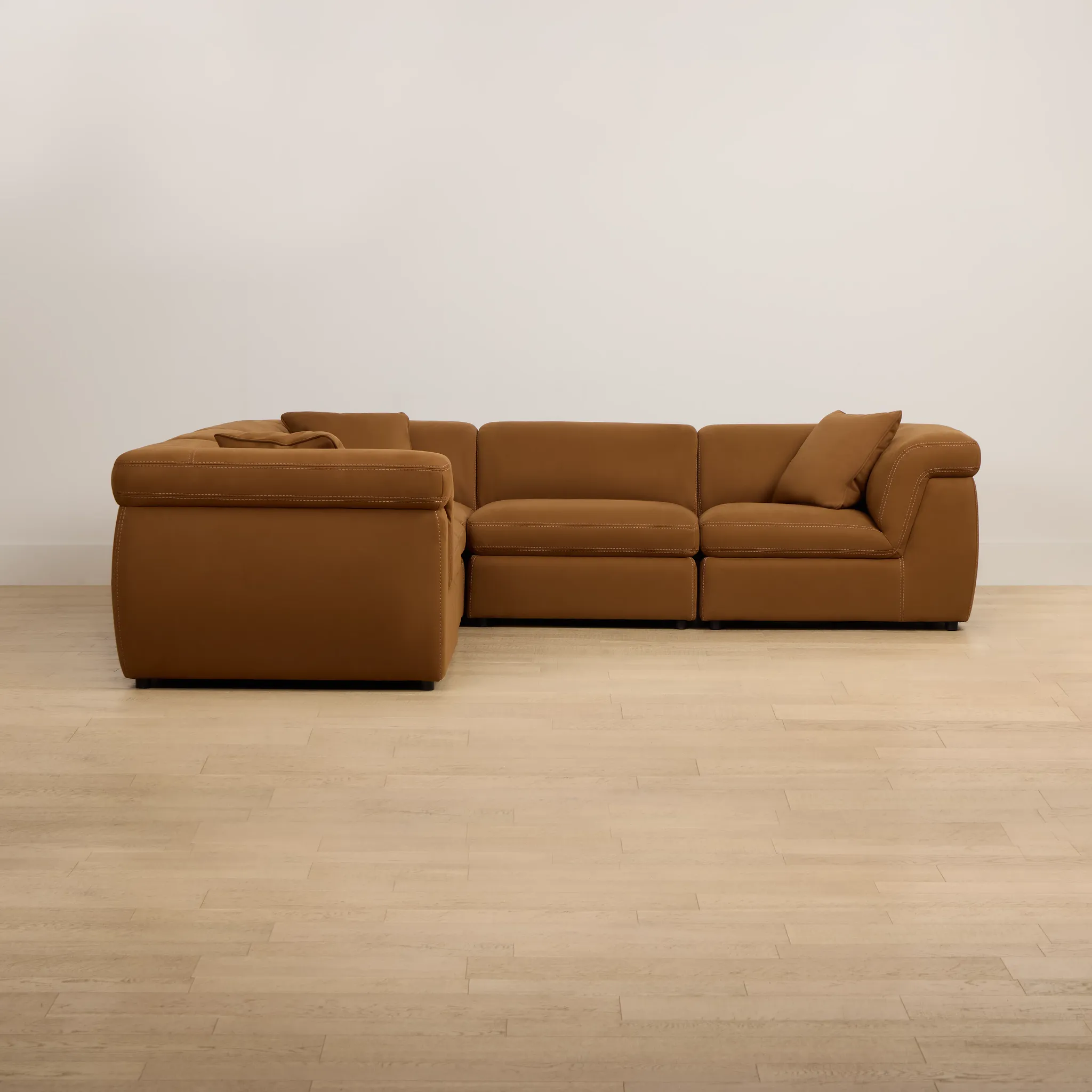 Aria Medium Brown Micro 5-piece Modular Sectional