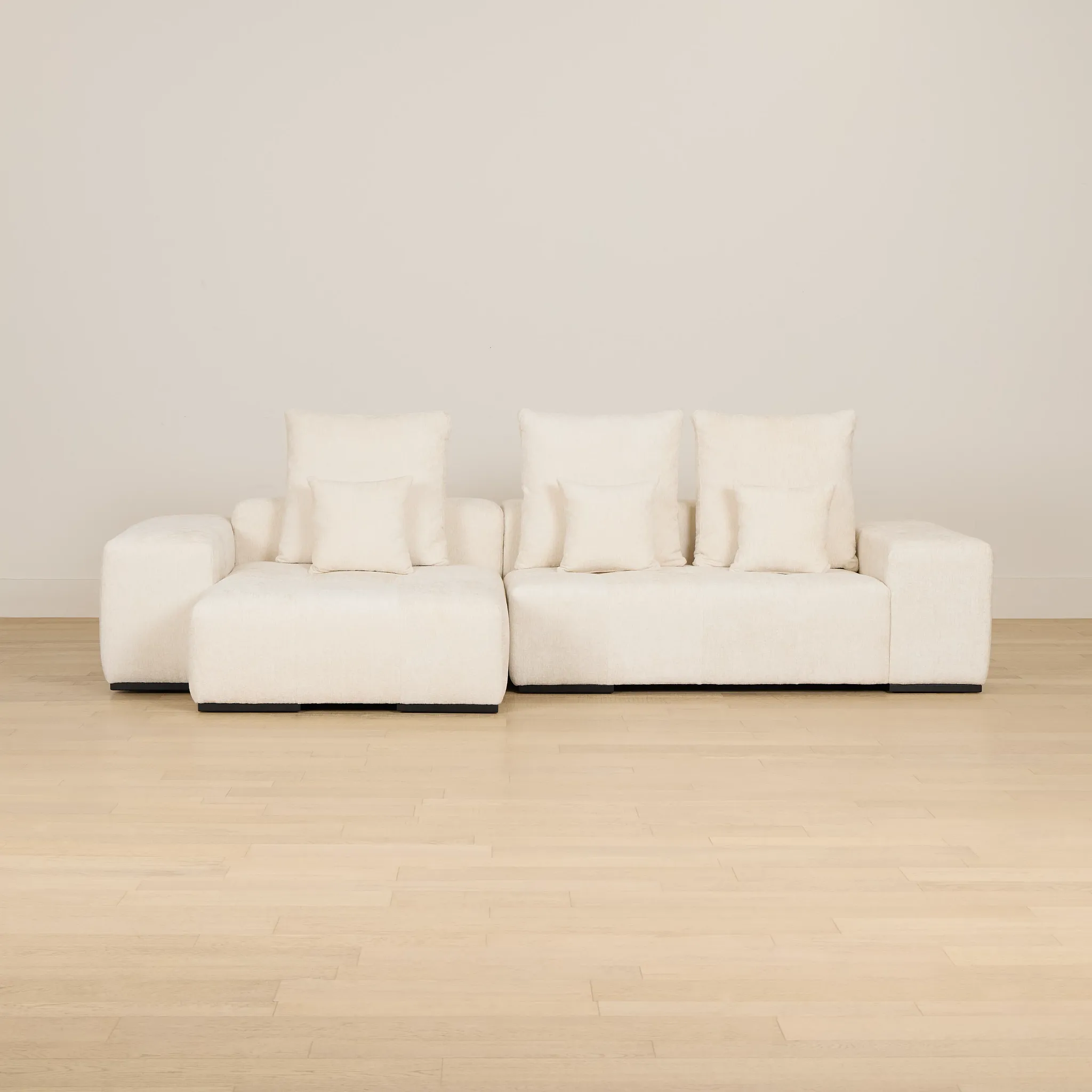 Skylar White Fabric Left Chaise Sectional