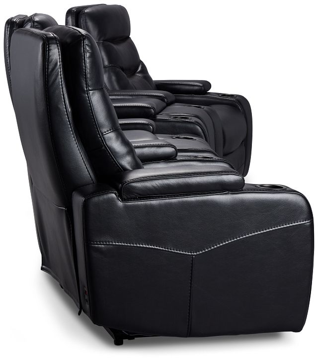 Slater2 Black Micro Triple Power Reclining Home Theater Seating