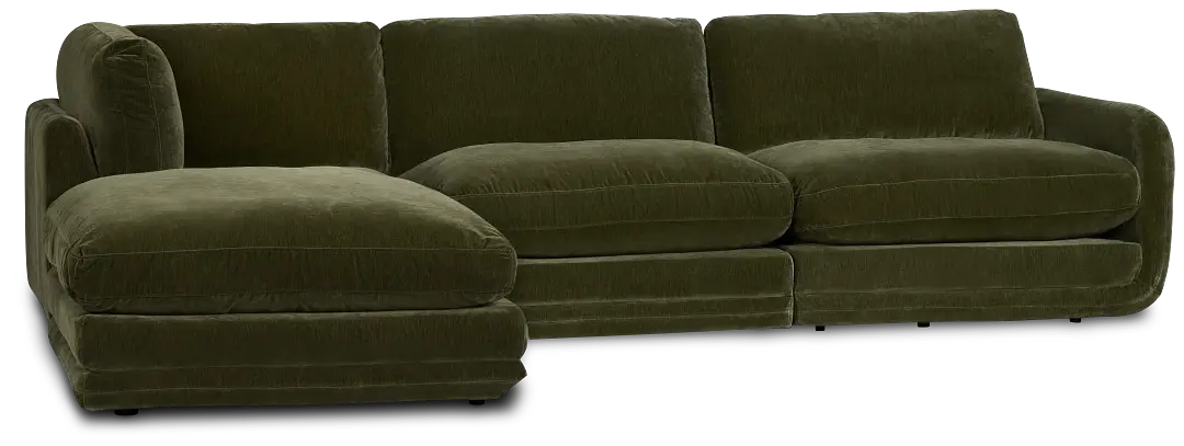 Jules Green Velvet 4-piece Left Facing Bumper Sectional Jules Green Velvet 4-piece Left Facing Bumper Sectional