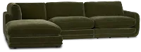 Jules Green Velvet 4-piece Left Facing Bumper Sectional