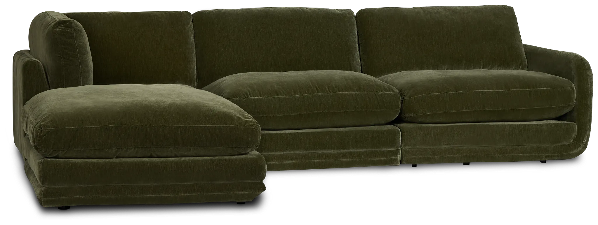 Jules Green Velvet 4-piece Left Facing Bumper Sectional