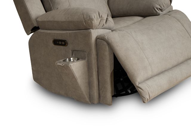 Benson Beige Micro Power Swivel Glider Recliner