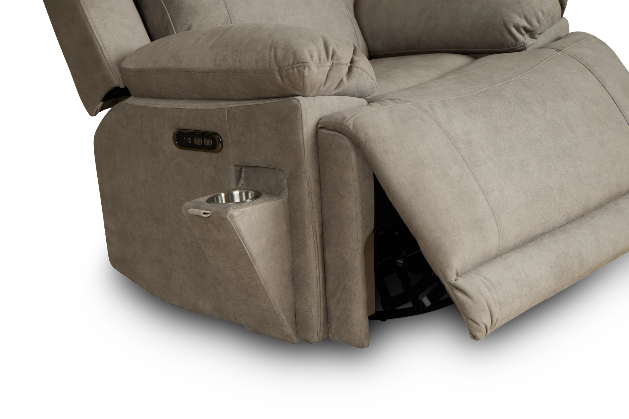 Benson Beige Micro Power Swivel Glider Recliner