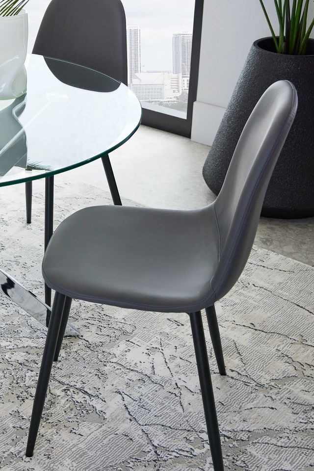 Havana Gray Micro Upholstered Side Chair W/ Black Legs