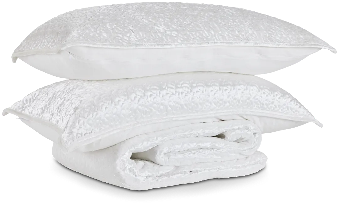 Paloma White Velvet Coverlet Set
