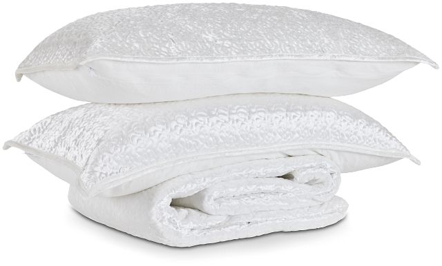 Paloma White Velvet Coverlet Set