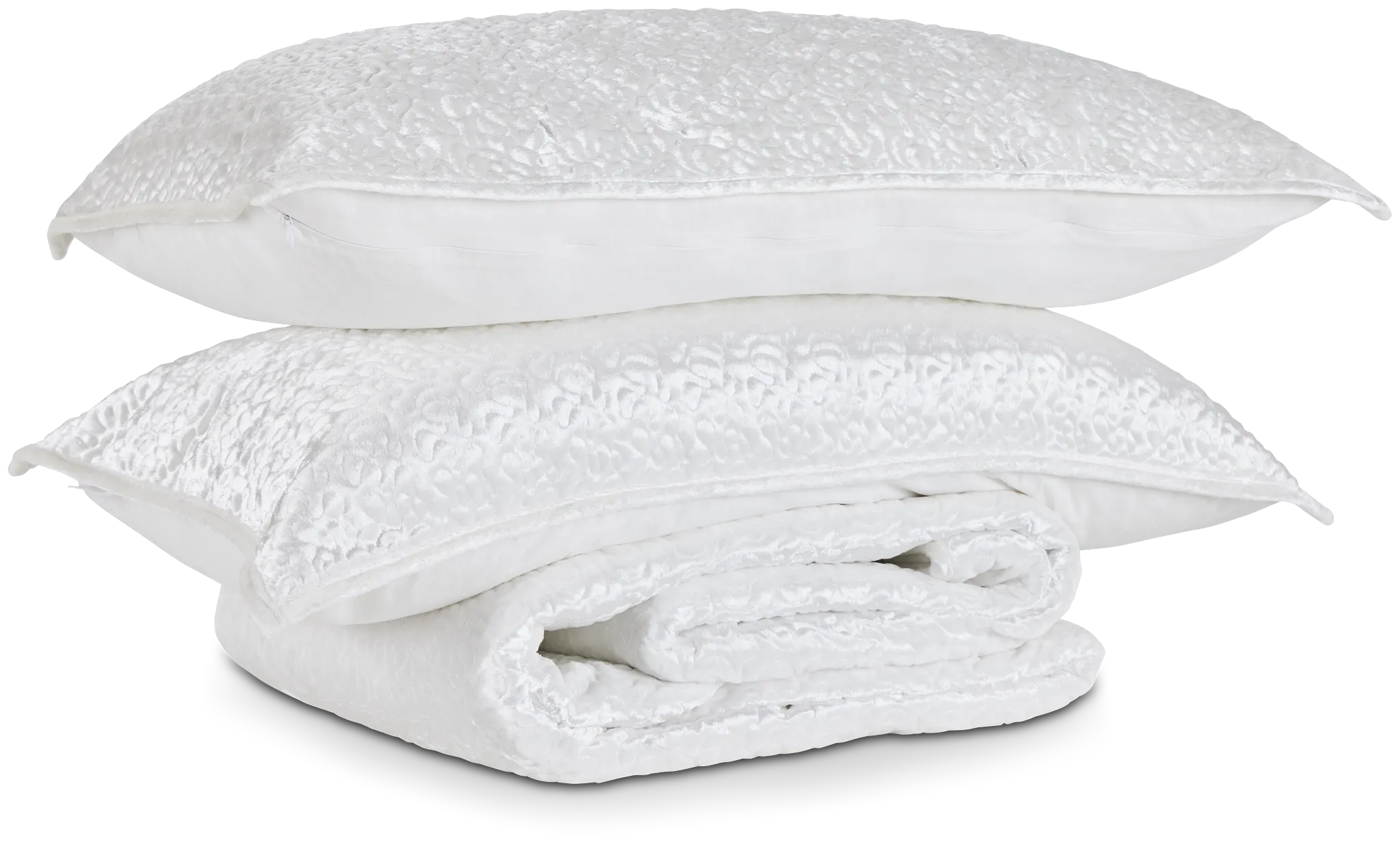 Paloma White Velvet Coverlet Set