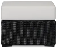 Montecito Black Small Ottoman With Light Beige Cushions