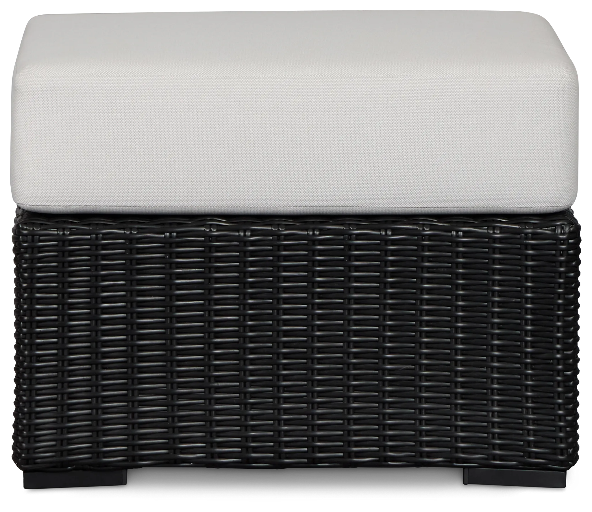 Montecito Black Small Ottoman With Light Beige Cushions