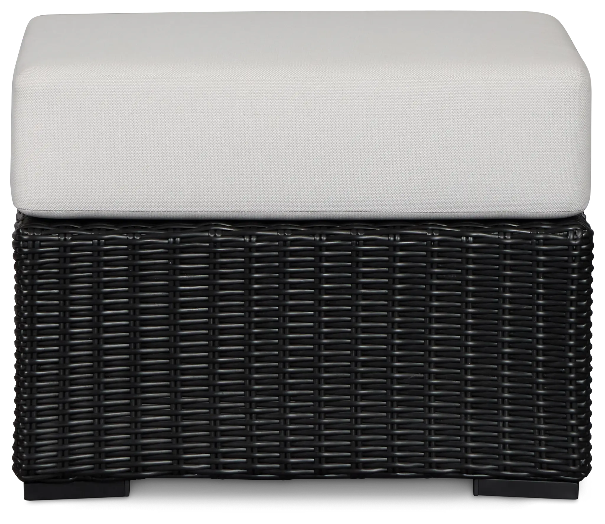 Montecito Black Small Ottoman With Light Beige Cushions Montecito Black Small Ottoman With Light Beige Cushions